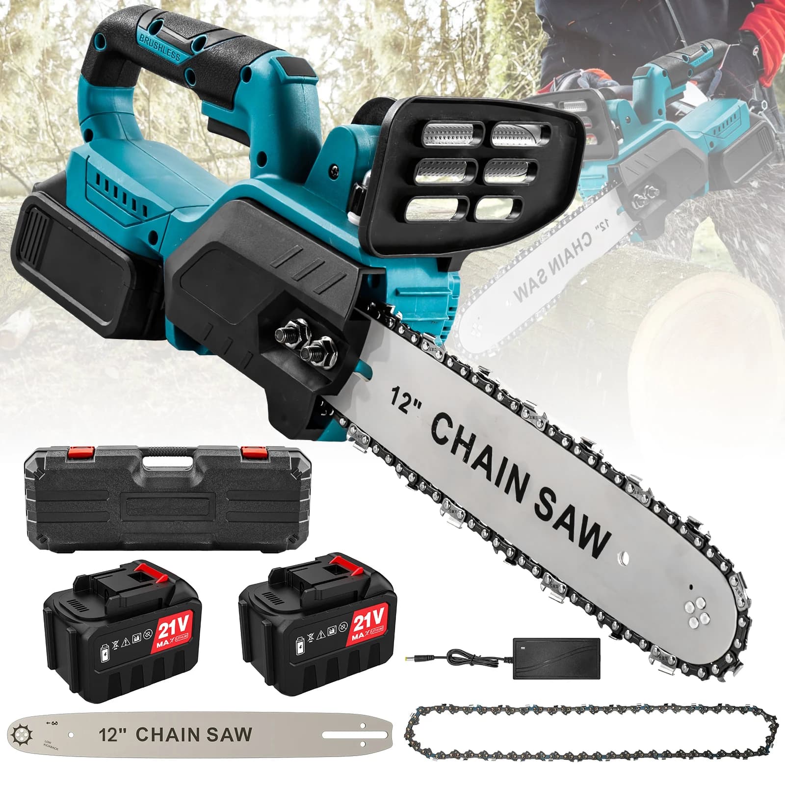 Tronçonneuse sans fil 12’’ 1500W – Moteur brushless lithium - 1 ou 2 batteries - Pologne , 2*Battery