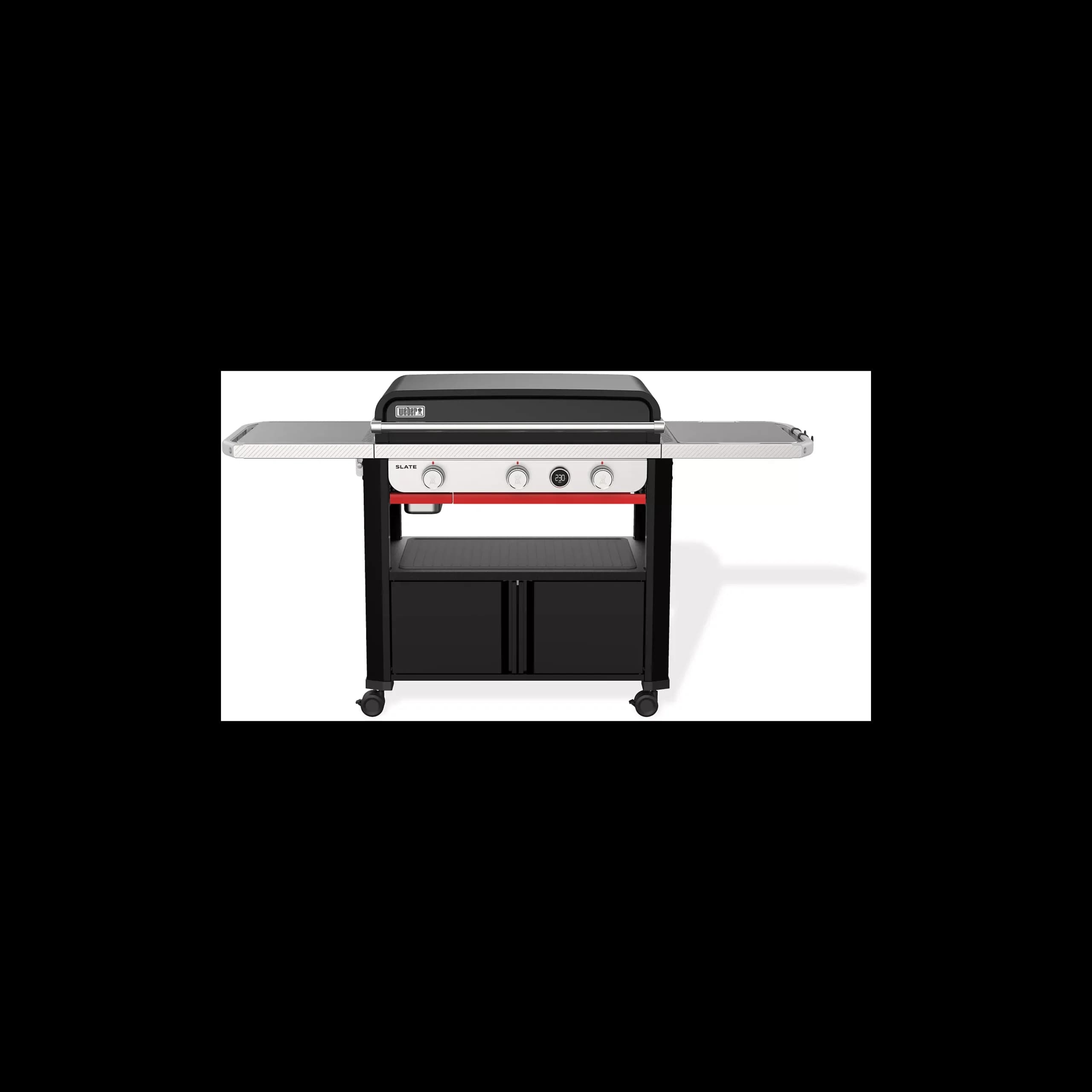 Plancha gaz WEBER black 3 brûleurs sur chariot, 76x46 cm