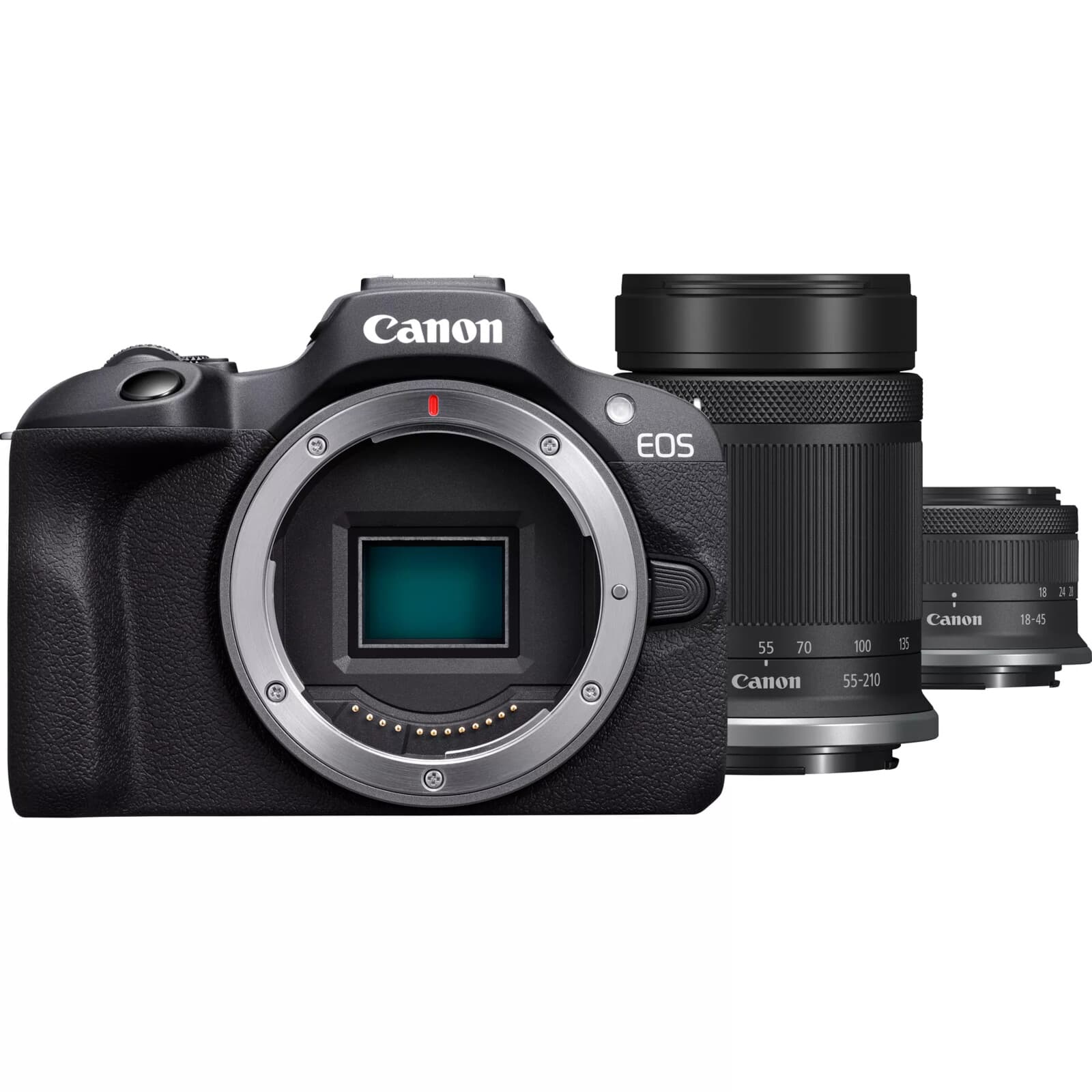 Canon EOS R100 + Canon RF-S 18-45mm f/4.5-6.3 IS STM + Canon RF-S 55-210mm f/5-7.1 IS STM