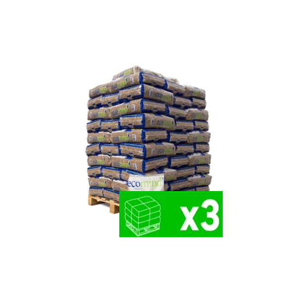 3 Palets de pellets 72 sacos ECOMIND TG de 15 kg
