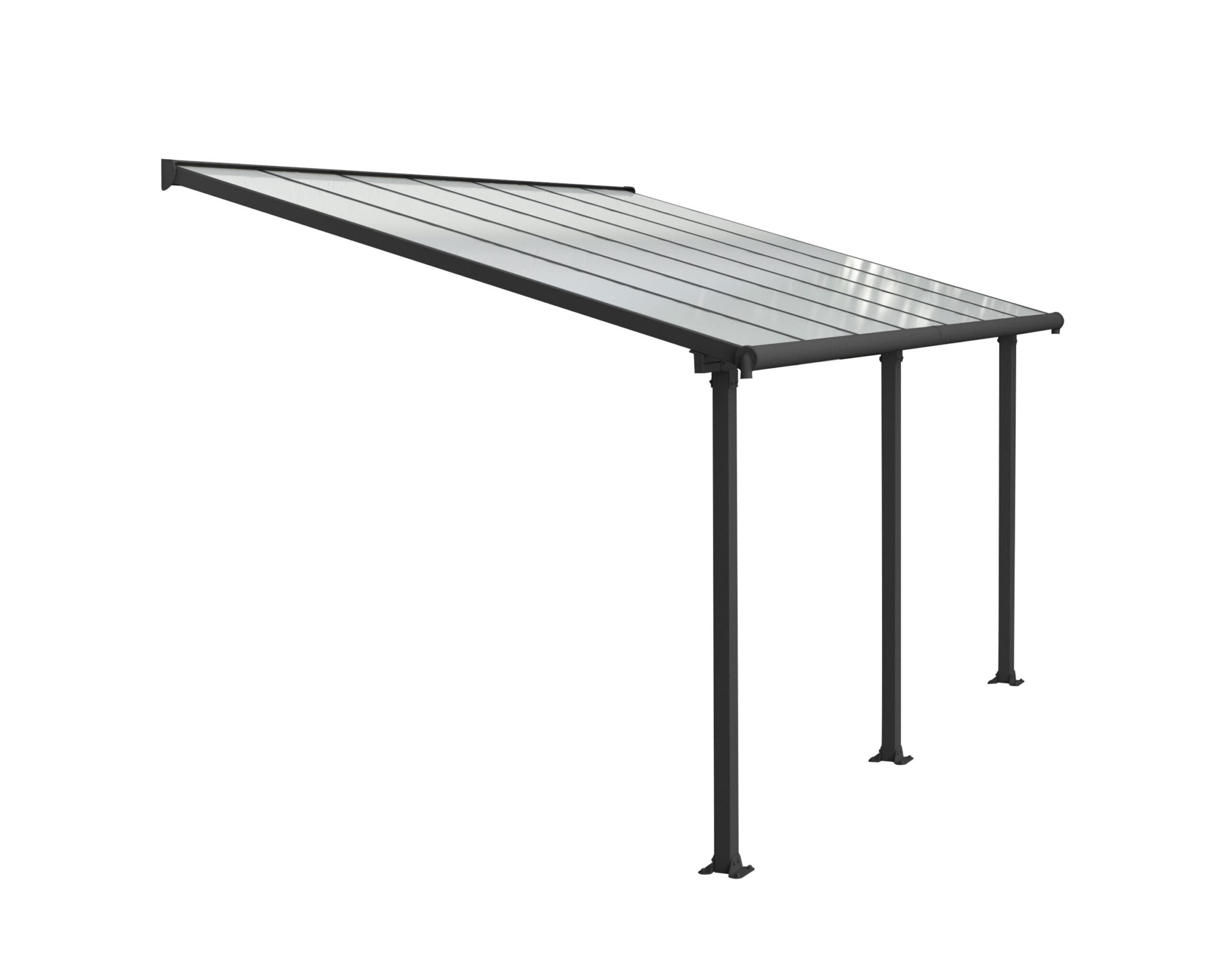 Anlehnende graue Pergola OLYMPIA 12,5 m² aus Aluminium und Polycarbonat – PALRAM