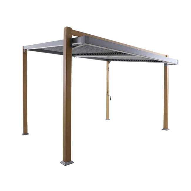 Anlehnende bioklimatische Pergola Odyssea NATERIAL aus grauem Aluminium, 10,39 m²