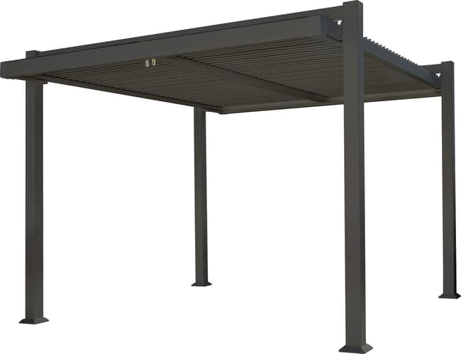 Freistehende bioklimatische Pergola NATERIAL Odyssea aus Aluminium in Anthrazitgrau, 11,52 m²