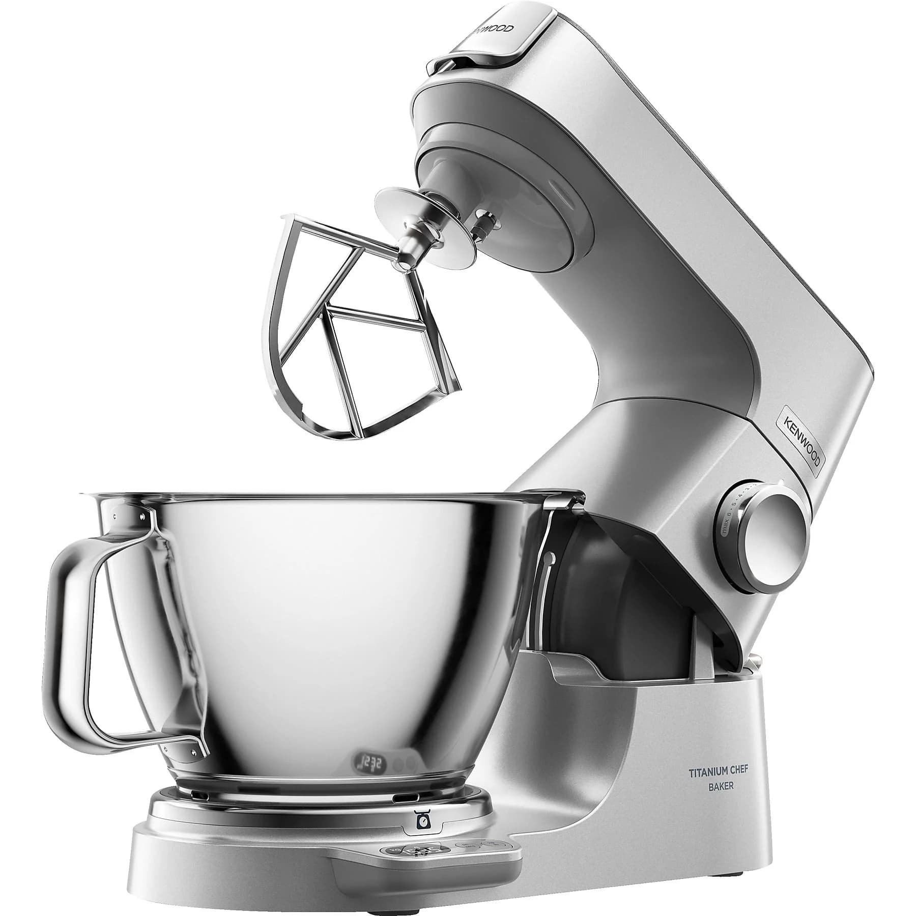 KENWOOD Titanium Chef Baker KVC85.004SI mit integrierter Waage, 2 Edelstahl-Rührschüsseln, viel Zubehör, Küchenmaschine Silber