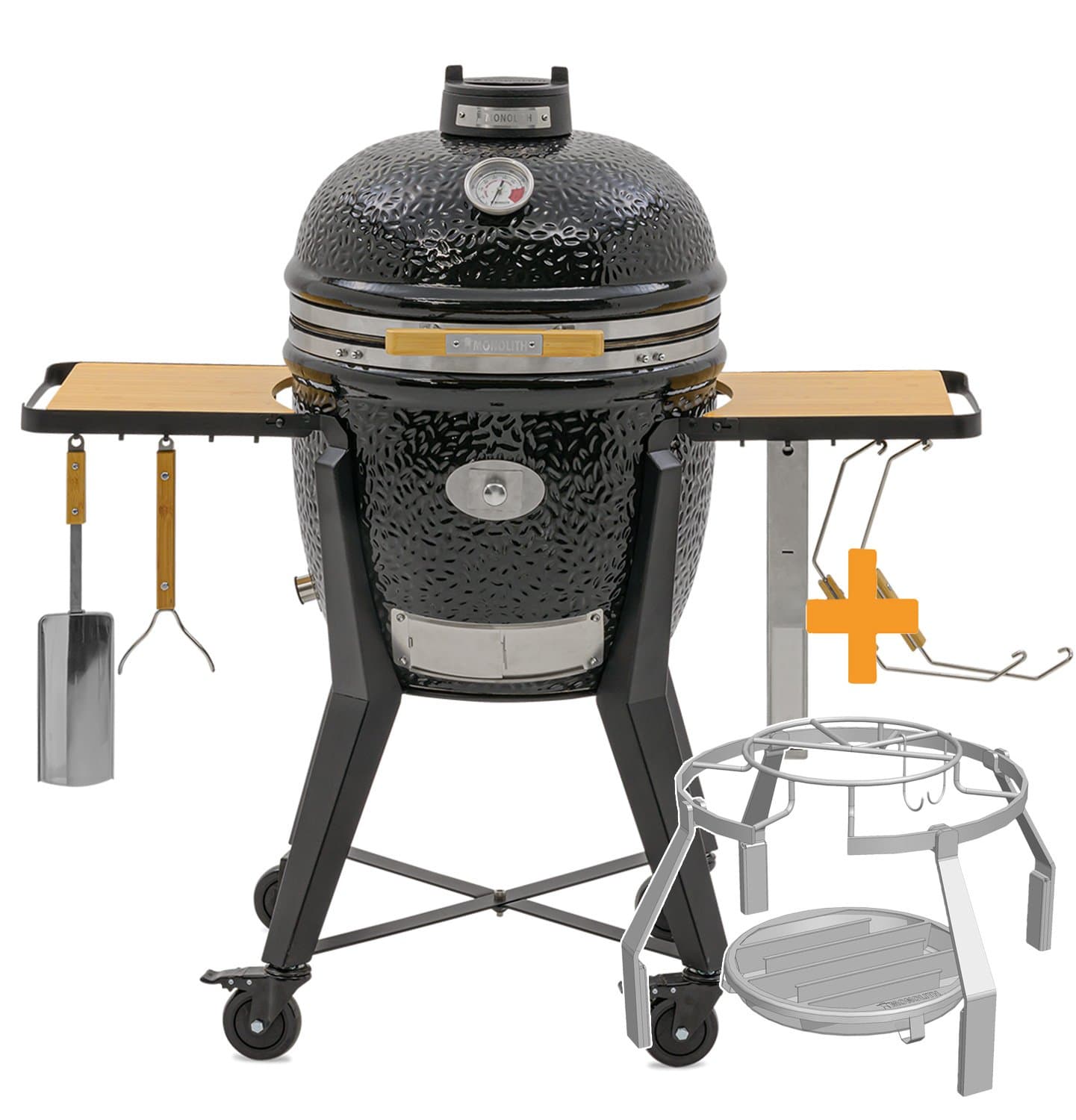Monolith Grill TWO.55 - MIT Gestell und Seitentischen - inkl. Smoke Set
