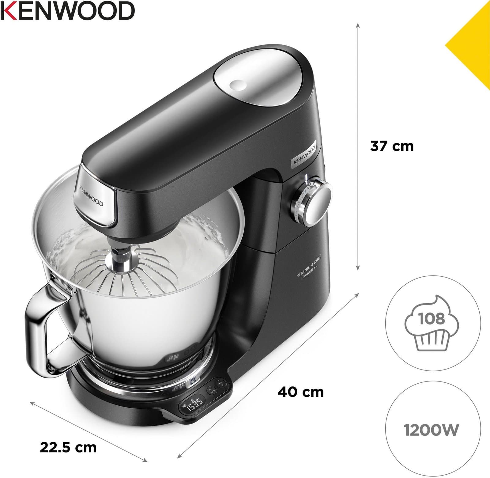 KENWOOD Küchenmaschine Titanium Chef Baker XL KVL85.004BK, Zubehör, Gratis Wert UVP 319