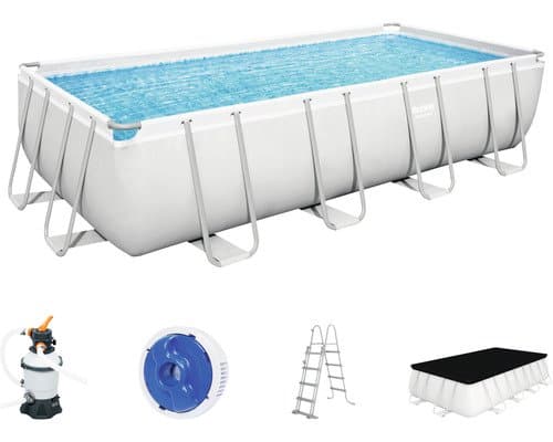 Aufstellpool Framepool Set Bestway Power Steel eckig 404 x 201 x 100 cm inkl.