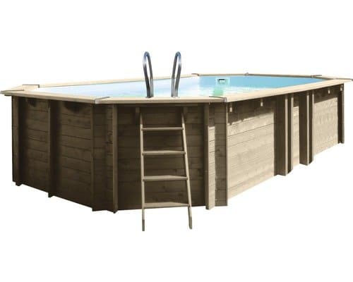 Aufstellpool Holzpool Set Gre oval 672x472x146 cm inkl.