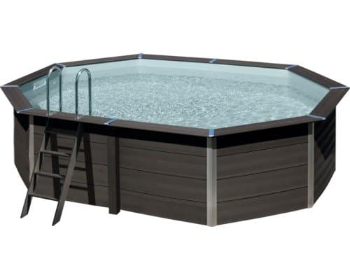 Aufstellpool WPC Pool Set Gre oval 525x386x124 cm inkl.
