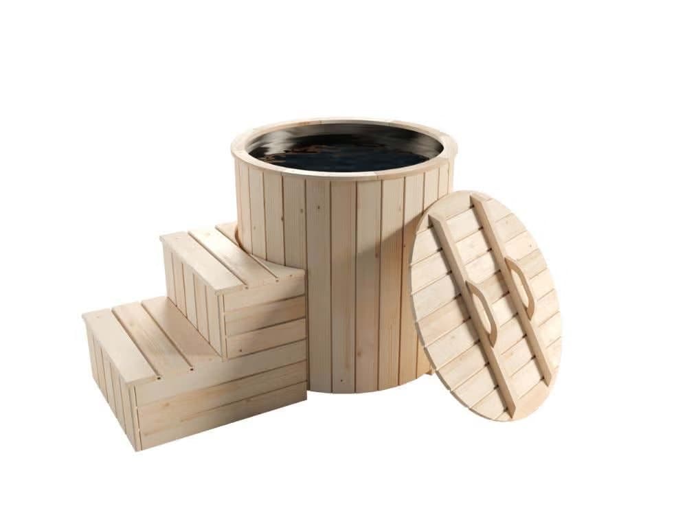 FinnTherm Cold Tub aus Holz mit 19 mm Wandstärke, Naturbelassen 1x1m