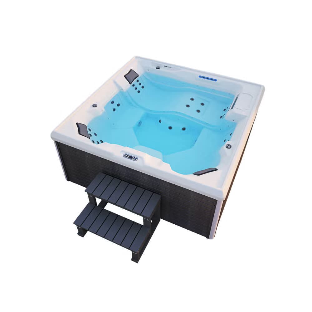 Home Deluxe Outdoor Whirlpool STREAM BIG PLUS Treppe und Thermoabdeckung