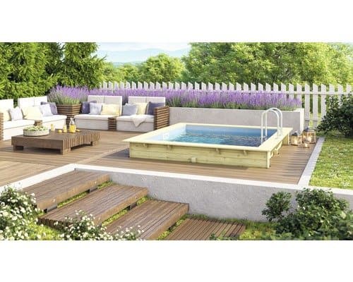 Aufstellpool Karibu Holzpool Set Grösse 1 rechteckig 350x276,5x125 cm inkl.