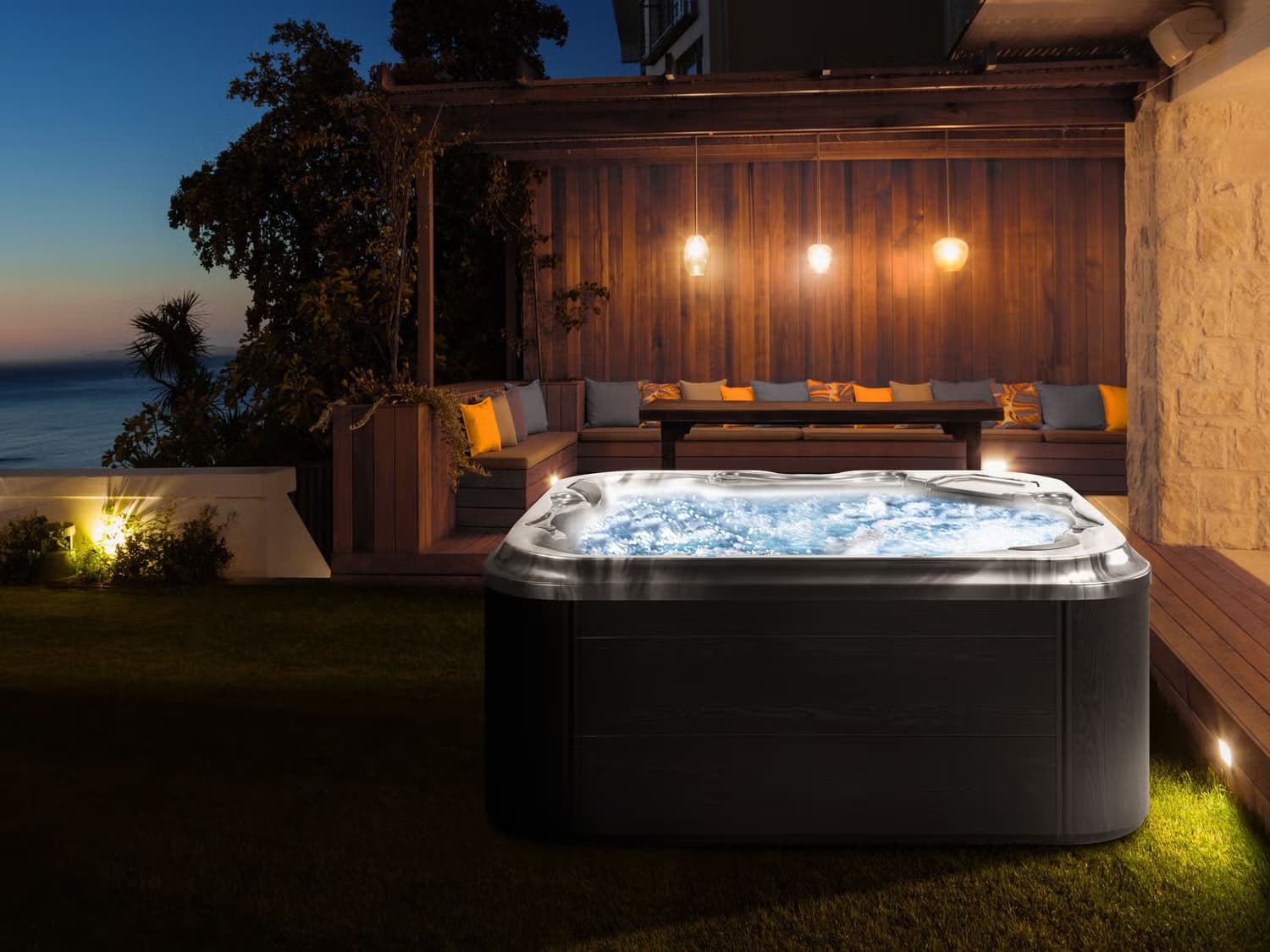Outdoor Whirlwanne mit LED ARCELIA Blau
