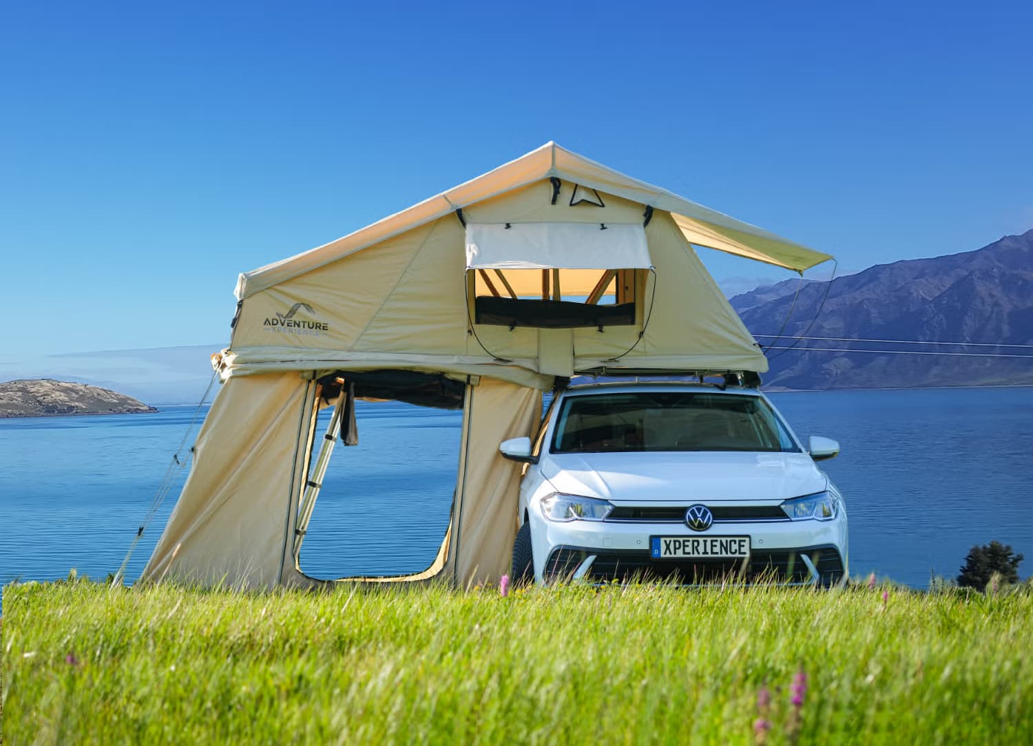 Adventure Mate 140 Dachzelt mit Vorzelt, 140x240 Matratze inkl. 3D Mesh