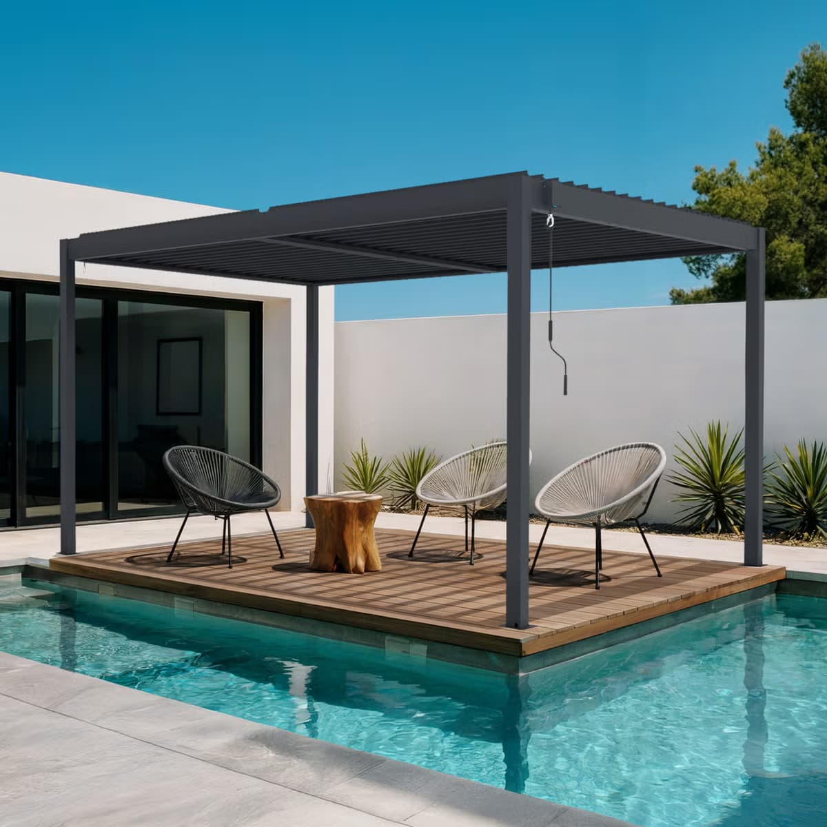 Pergola bioklimatisch aus PIANA Aluminium 394 x 304 x 218 cm selbsttragende mit isolierten verstellbares