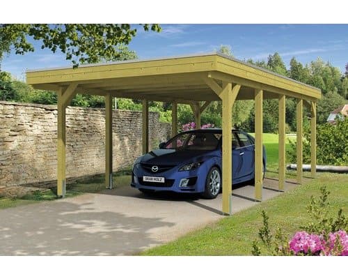 SKAN HOLZ Friesland Einzelcarport 397x708 cm mit Aluminium-Dach tauchimprägniert
