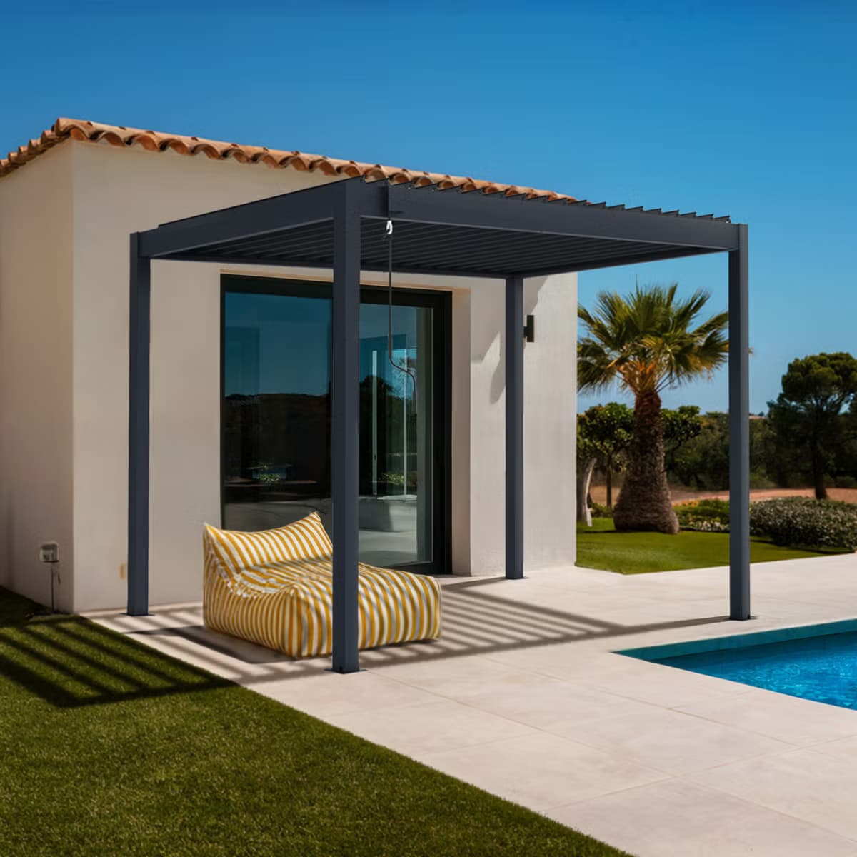 bioklimatisch aus Aluminium PIANA Pergola 297 x 195 x 218 cm selbsttragende mit isolierten verstellbares