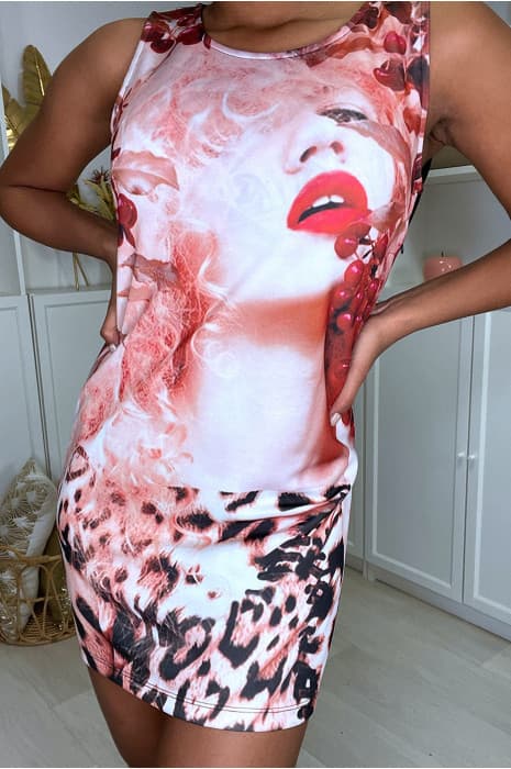 Robe sans manche avec dessin à l'avant