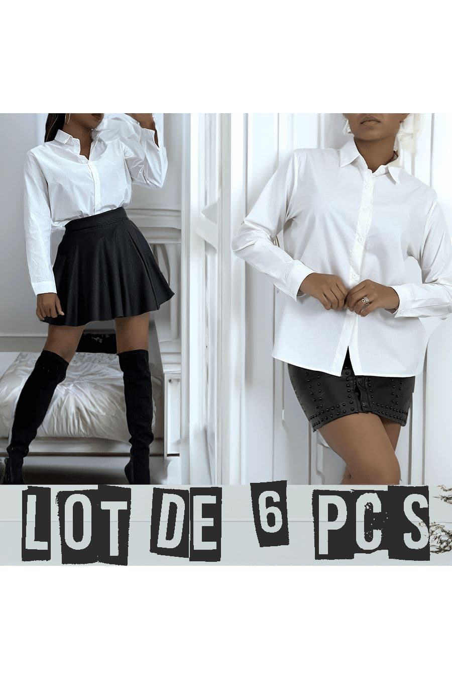 Lot de 6 Chemises blanche classique en coton