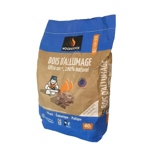 Bois d’allumage WOODSTOCK, sac 40 litres, L10