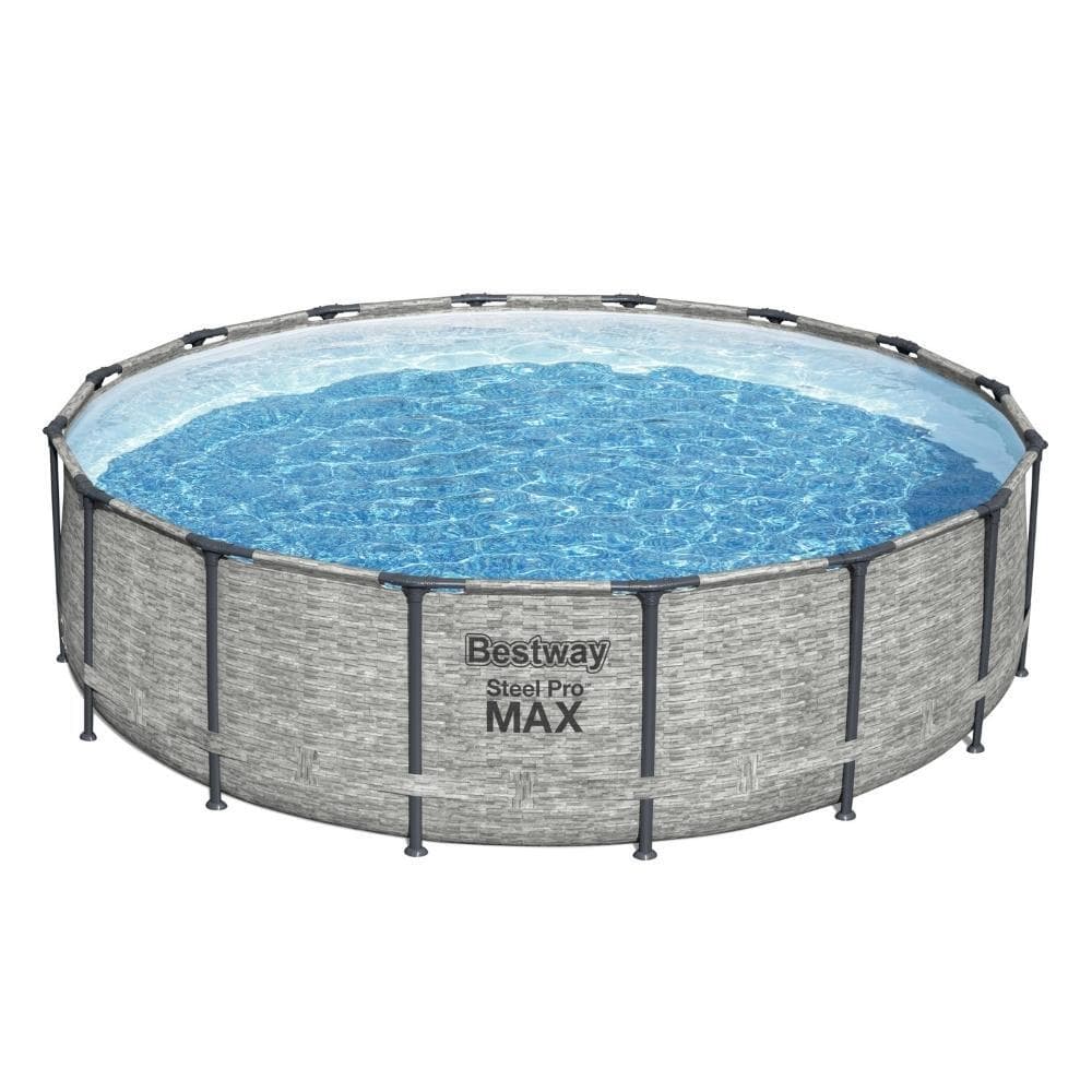 Bestway – Steel Pro MAX – Piscine tubulaire – 488×122 cm – Imprimé pierre