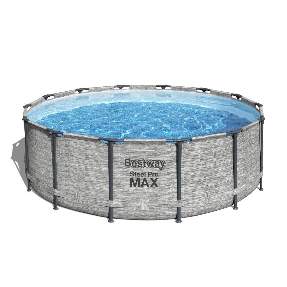 Bestway – Steel Pro MAX – Piscine tubulaire – 427×122 cm – Imprimé pierre