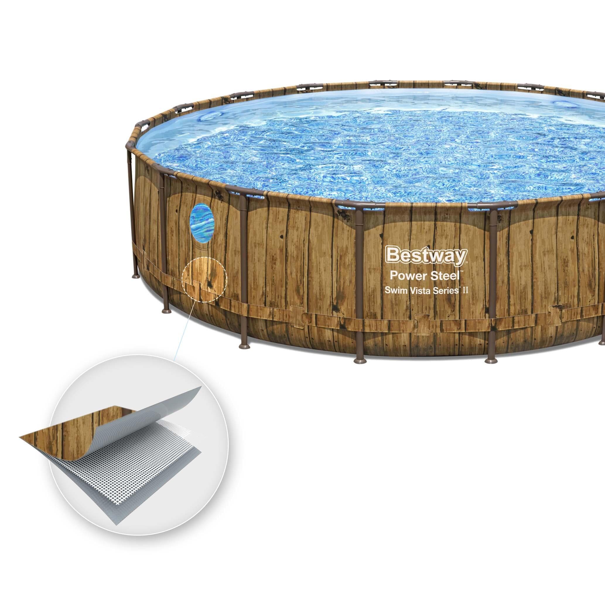 Piscine tubulaire Power Steel SwimVista avec hublots ronde 5,49 x 1,22 m