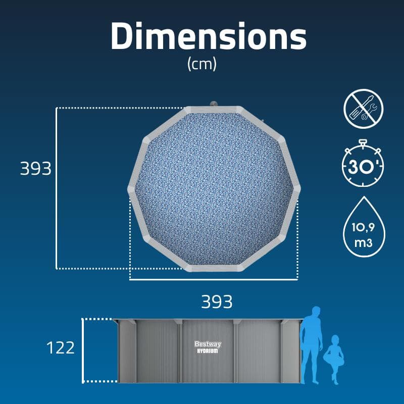 Bestway Piscine acier ronde Bestway Hydrium 366 x 122 cm gris clair