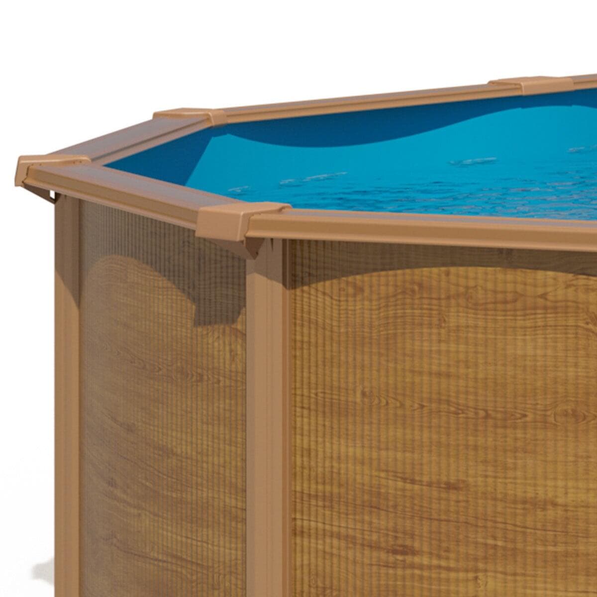 Piscine hors sol acier ovale 9,15 x 4,55 x 1,32 m aspect bois OSMOSE