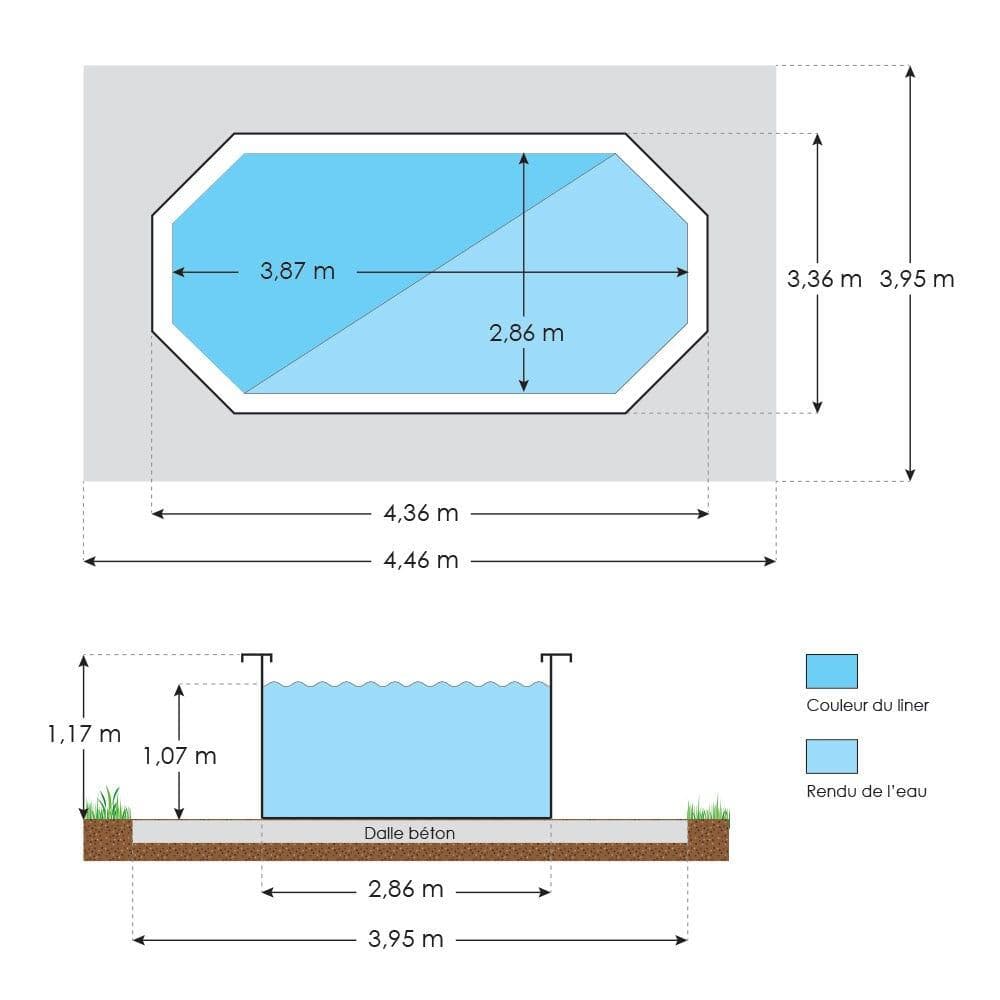 Piscine hors sol bois ovale 4,36 x 3,36 x 1,17 m GRENADE