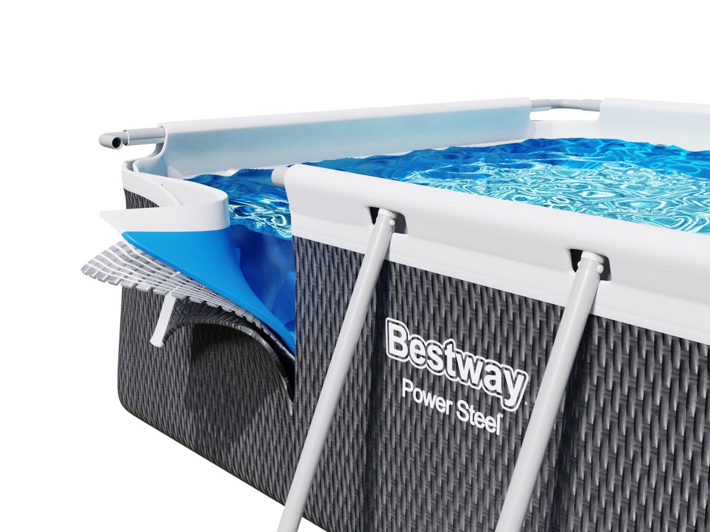 Piscine natation – Power Steel Rectangular Pool gris