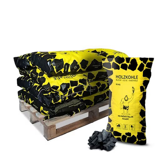 NEANDERTALER FEUER Holzkohle Grillkohle Grillholzkohle Palette Charcoal Grill Kohle Bucheholzkohle