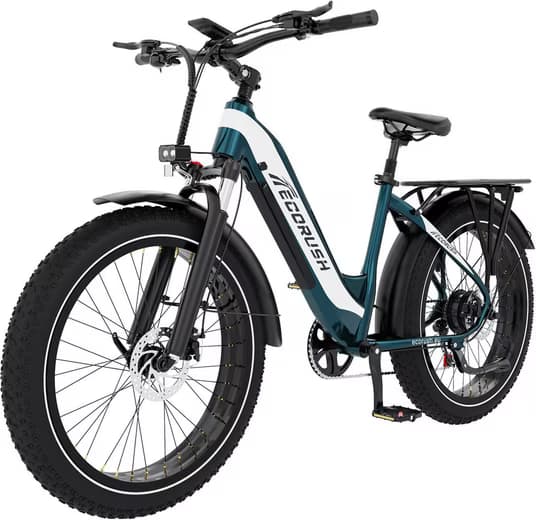 ECORUSH E-Bike Trekkingrad Elektrofahrrad, 26 * 4.0 Breite Reifen mit 48V20Ah Akku