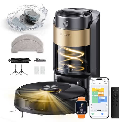 PROSCENIC Saugroboter mit Wischfunktion,2× Tiefenreinigung,Dual-Laser LiDAR,Teppicherkennung