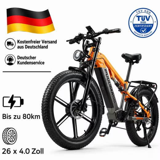 PIXAR E-Bike Mountainbike 26x4.0 CST Fatbike 16Ah Akku, Shimano 7-Gang Hydraulikbremsen