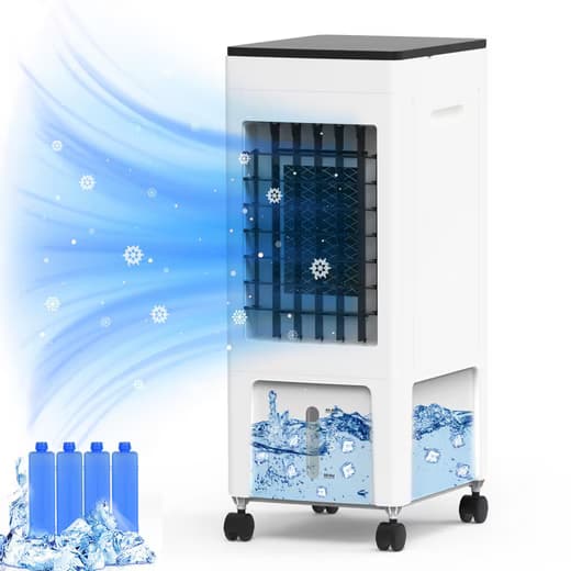 REBONIQUE Standventilator 3 in 1 Luftkühler Luftbefeuchter Ventilator Leise 8H Timer 3 Geschw.