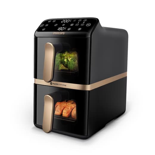 PHILIPS Heißluftfritteuse NA462/70 4000 Series Stacked Dual Basket und 10L Kapazität (5+5L)