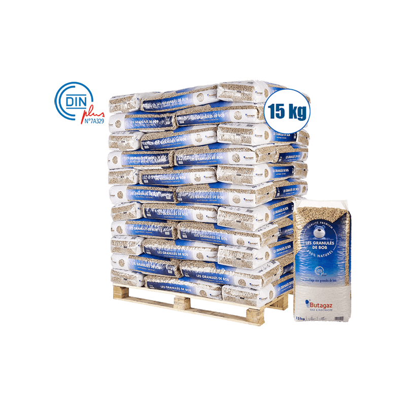 Pellet Butagaz DIN+ 100% résineux – palette de 66 sacs de 15KG