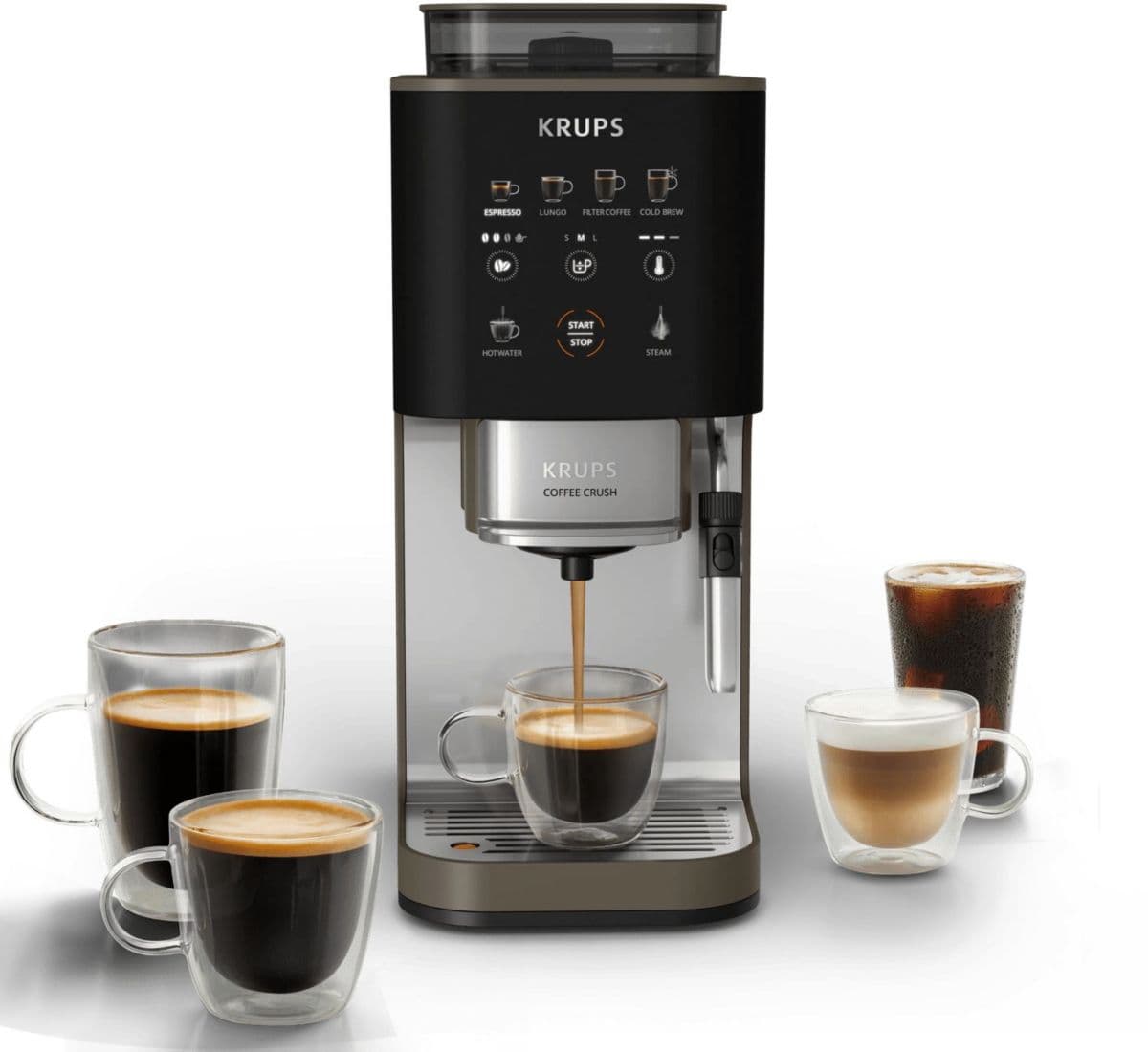 Cafetera espresso KRUPS Coffee Crush Experience con molinillo, cafetera ultracompacta de grano a taza SA403BE0