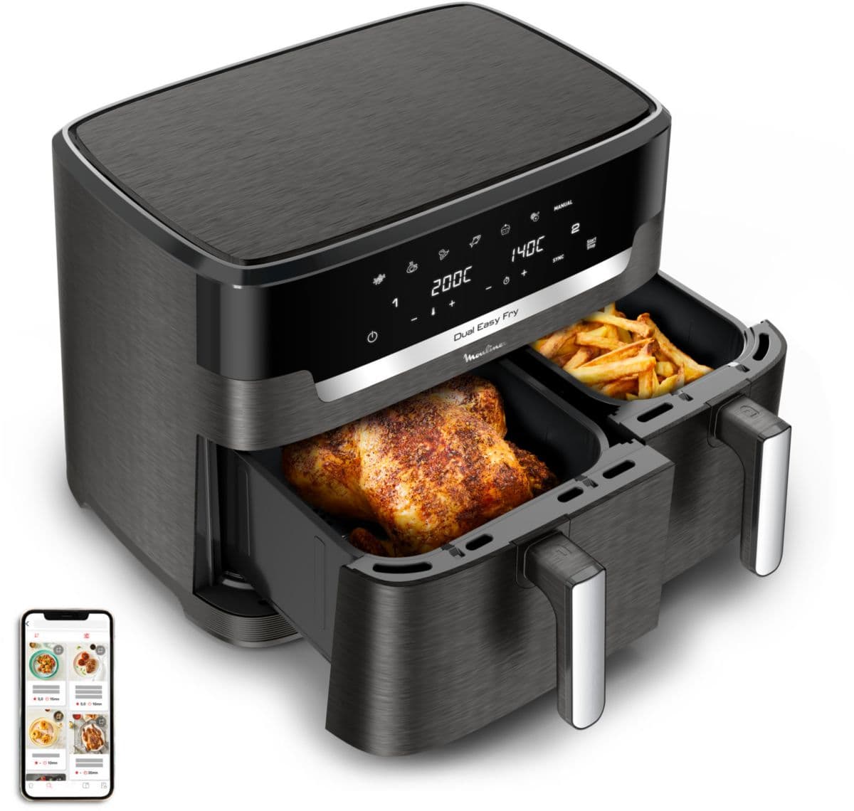 Freidora de aire MOULINEX Easy Fry Dual XXL de 11 litros EZ942HF0