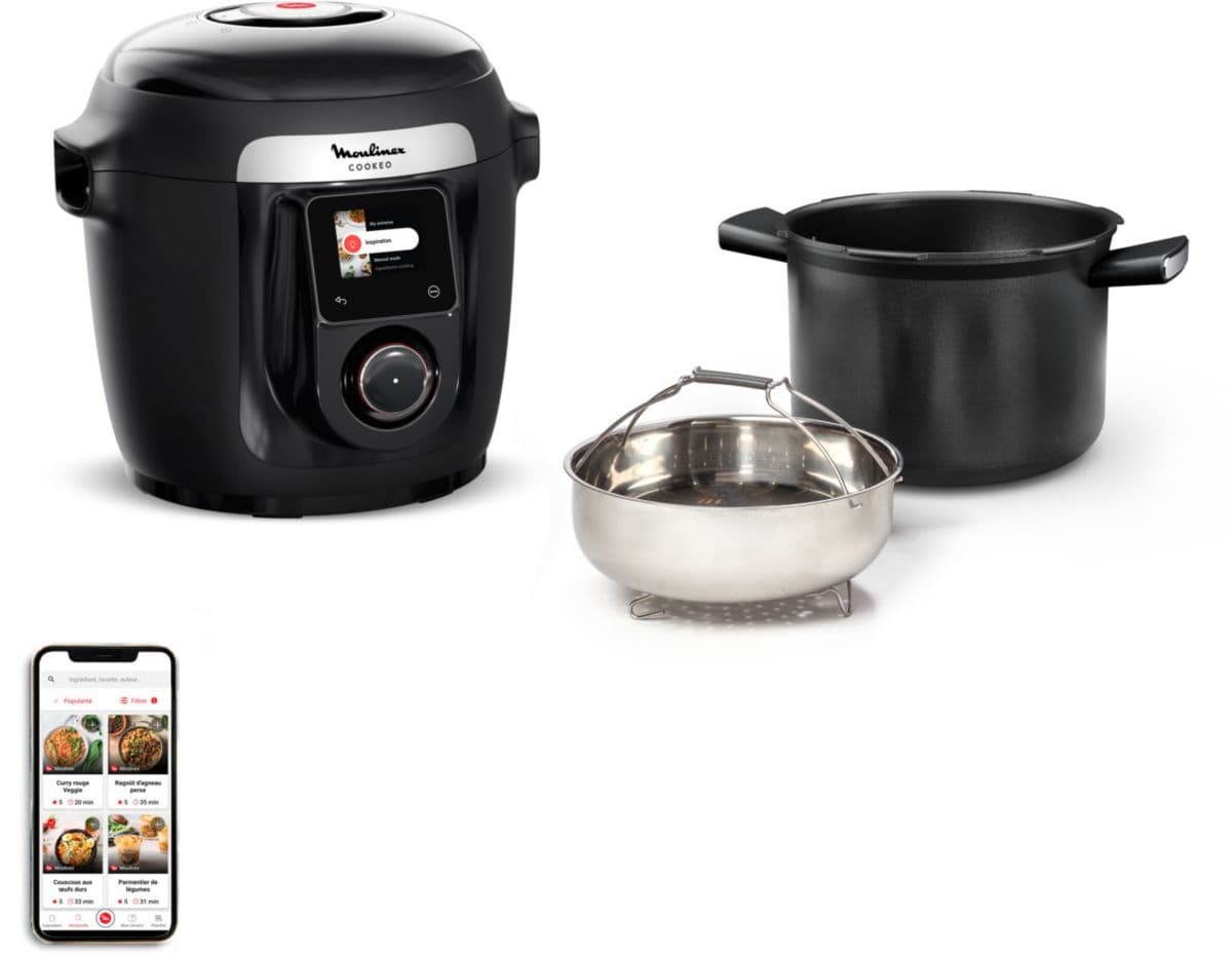 Cookeo MOULINEX CE952810 negro wifi 6 L, 9 modos de cocción, 150 recetas