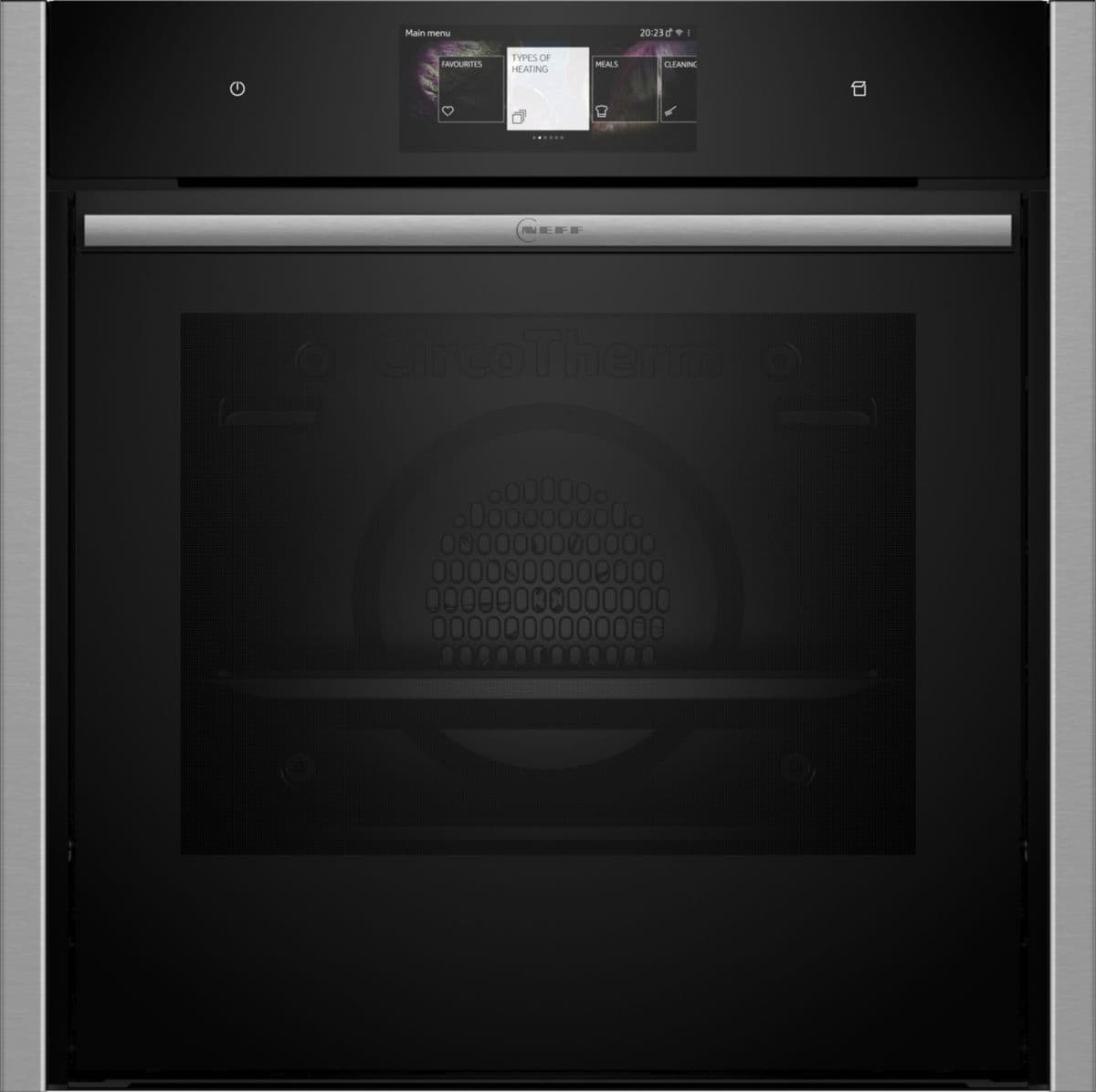 Horno empotrable NEFF B64FT33N0 N90 con función de vapor y puerta corredera.