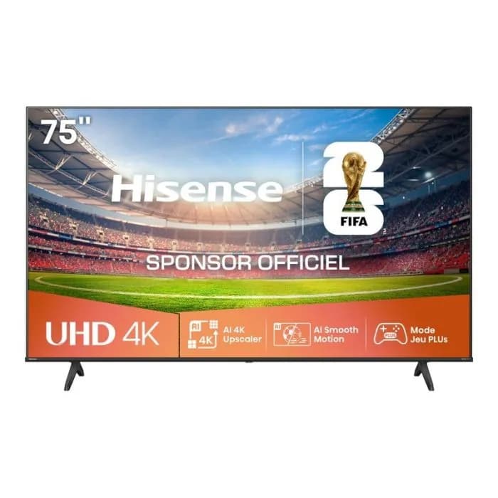 Televisor HISENSE 75A6Q de 75" con resolución 4K UHD.
