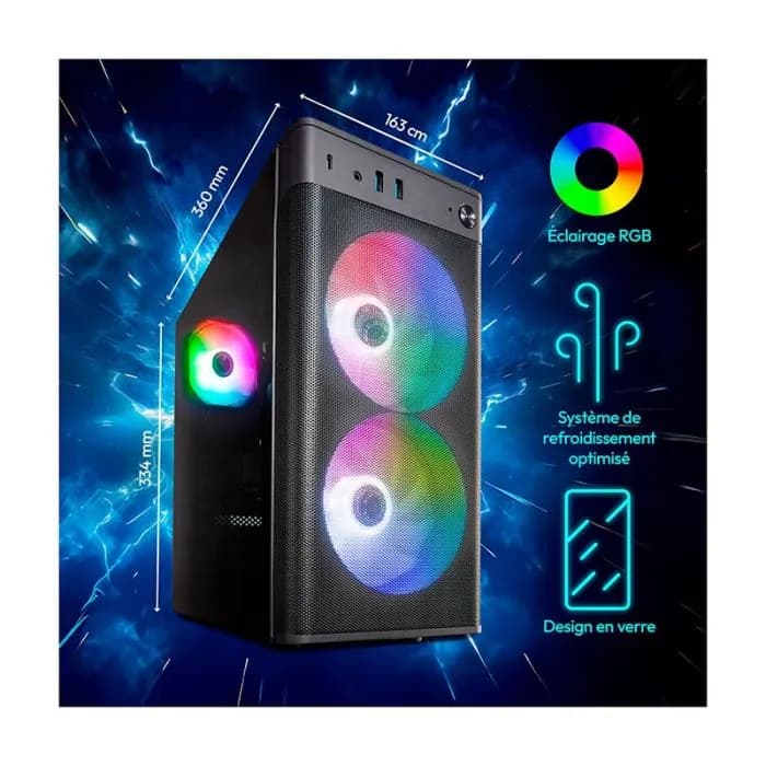PC para juegos ERAZER MD340057 - R5/32 GB/1 TB/RTX5060 de 8 GB dedicada