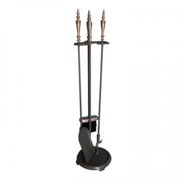 Kaminbesteck 3 tlg. Stahl gussgrau 73 cm