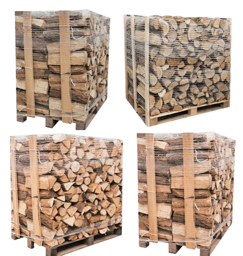 Lot de 4 Palettes de 12 Stères de Bûches 30 cm – Bois de Chauffage Feuillus Durs (Chêne, Charme, Hêtre, Frêne)