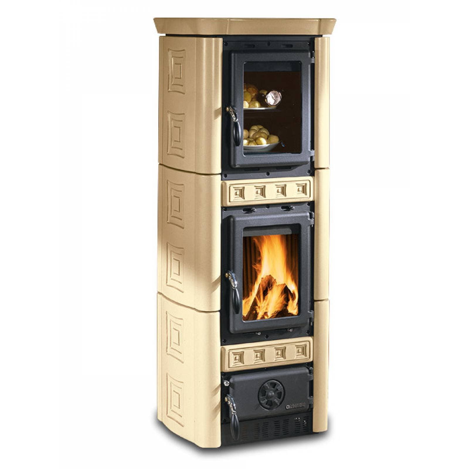 Poêle à bois Gaia Forno La Nordica – 7,3 kW, Four intégré, Faïence, Rendement 82 %