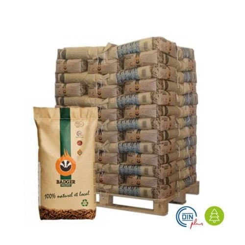 Pellets Badger – Palette 65 sacs de 15 kg en papier – 100% résineux – Fabrication belge