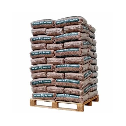 Pellets Valboval – Palette de 65 sacs de 15 kg (975 kg) – 100 % Résineux – Certifiés DIN Plus