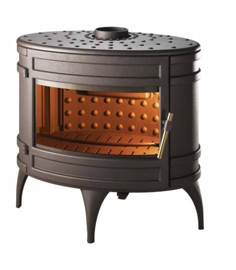 Poêle à bois MANDOR – Invicta | 12 kW, Fonte Anthracite, Classique, 7 étoiles Flamme Verte